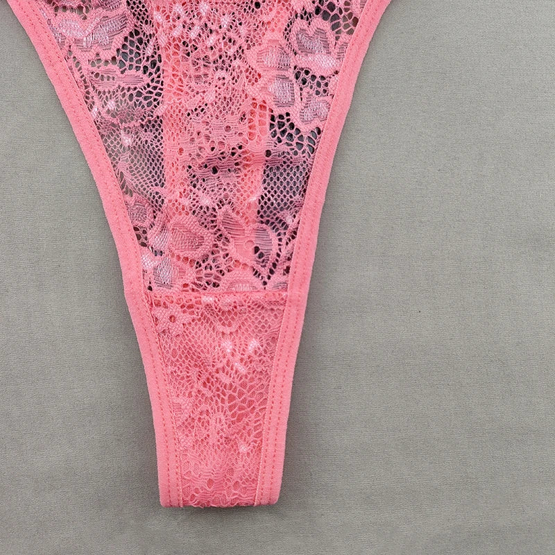 3 Pack Women's Lace Hollow Out Thongs Thin Sheer G-Strings Ultra-low Rise Seamless Panties Perspective Bow Knickers - The Clothing Company Sydney
