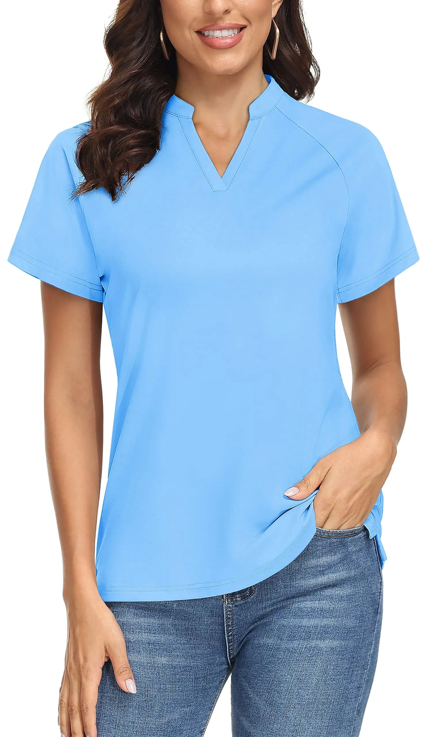 UPF 50+ V-neck Short Sleeve Golf Polo Shirts Women's Quick Dry Sun/UV Protection T-shirts Outdoor Sports Pullover Tops The Clothing Company Sydney