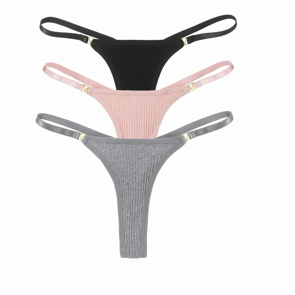 3 Pack Set Women's Panties Cotton Thongs Low Rise G String Solid Color Seamless Female Underpants Lingerie Underwear The Clothing Company Sydney