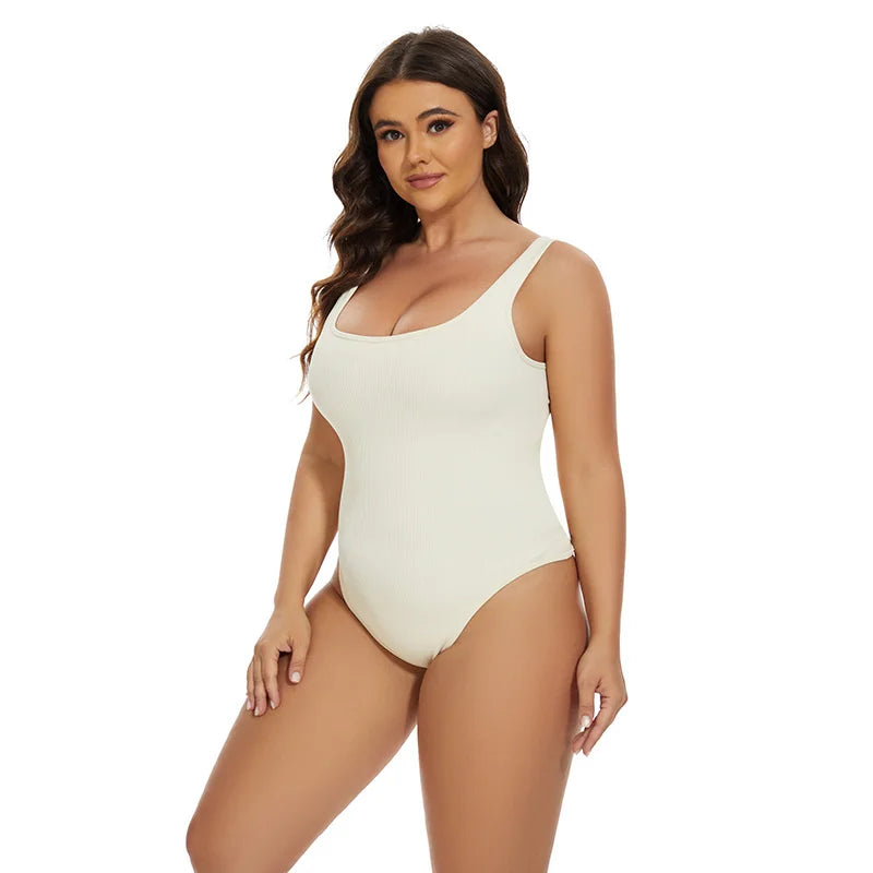 Ribbed Jumpsuit Daily Shaper Bodysuits Compression Open Crotch Shapewear Suit Playsuit - The Clothing Company Sydney