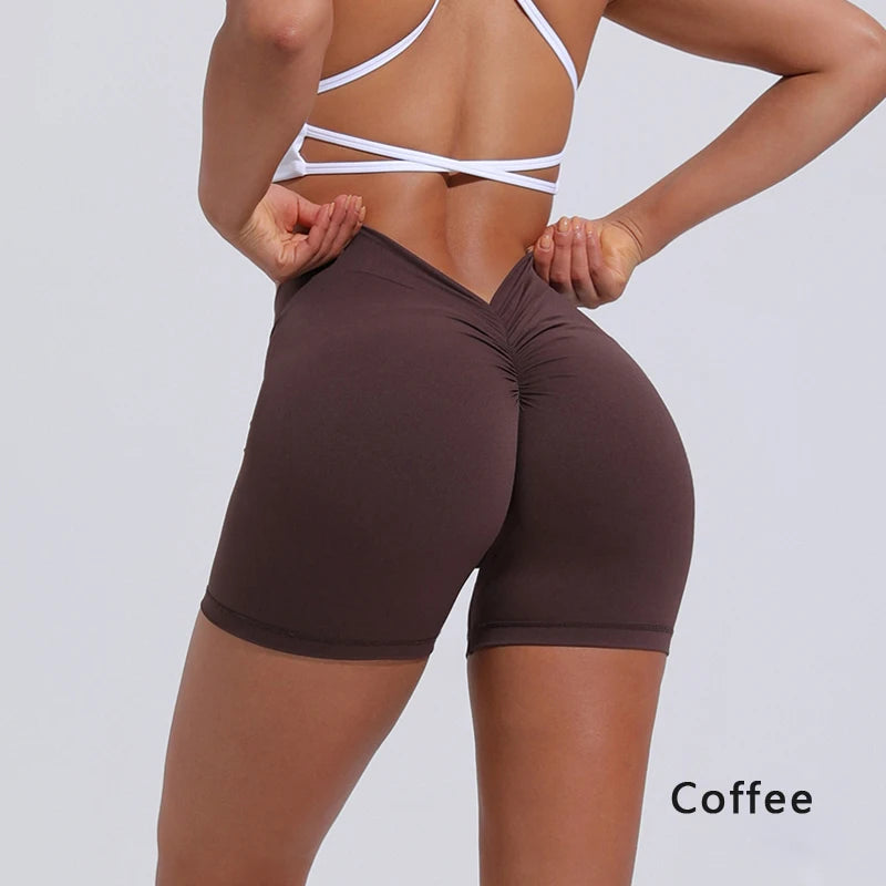 V-Back shorts High waist yoga women's training sports fitness pants Activewear Short - The Clothing Company Sydney