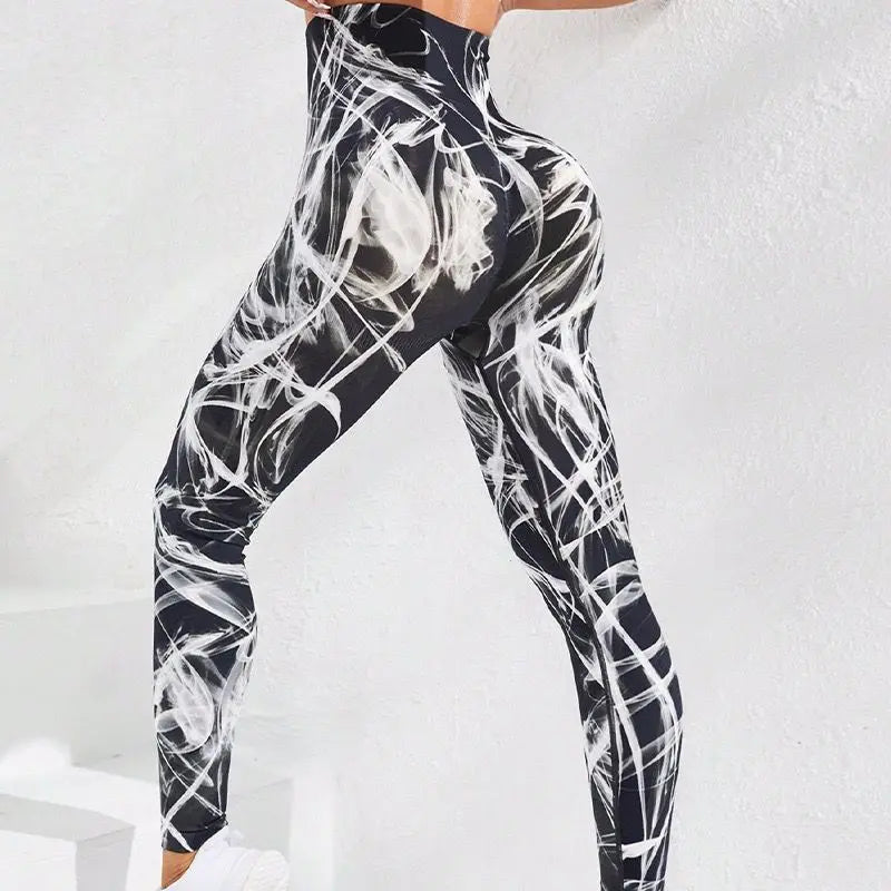 3D Print Tie Dye Sports Women Seamless High Waist Fitness Push Up Leggings Gym Clothing Workout Tights Pants - The Clothing Company Sydney