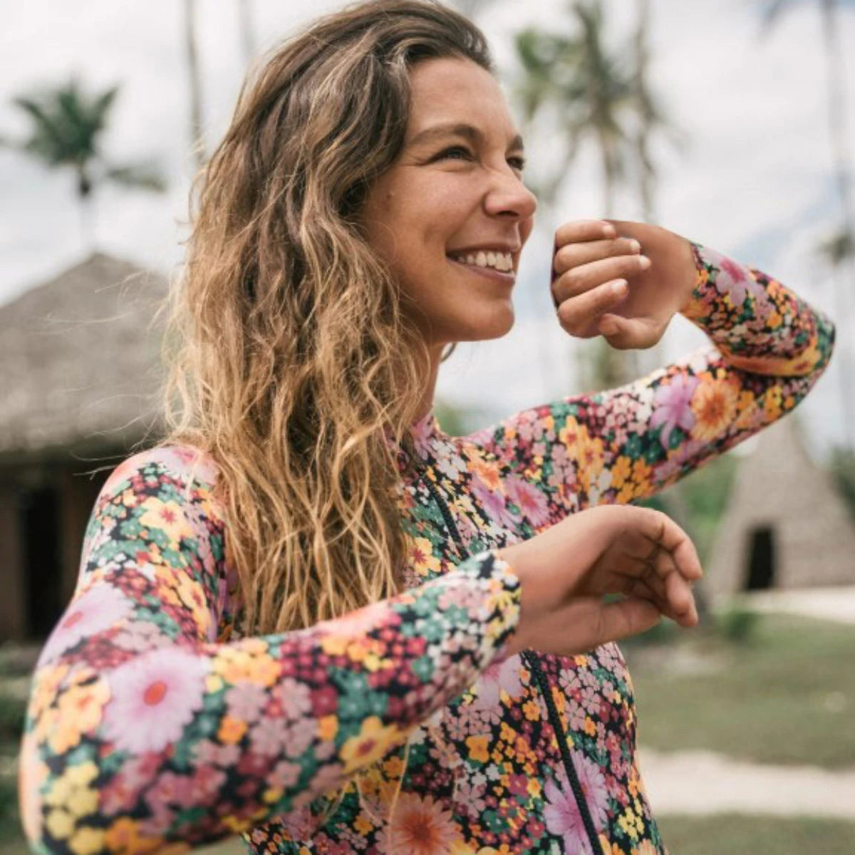 Women Print Floral One Piece Swimsuit Long Sleeve Bathing Suit Swimsuit Vintage Beachwear Surfing Swim Suit - The Clothing Company Sydney