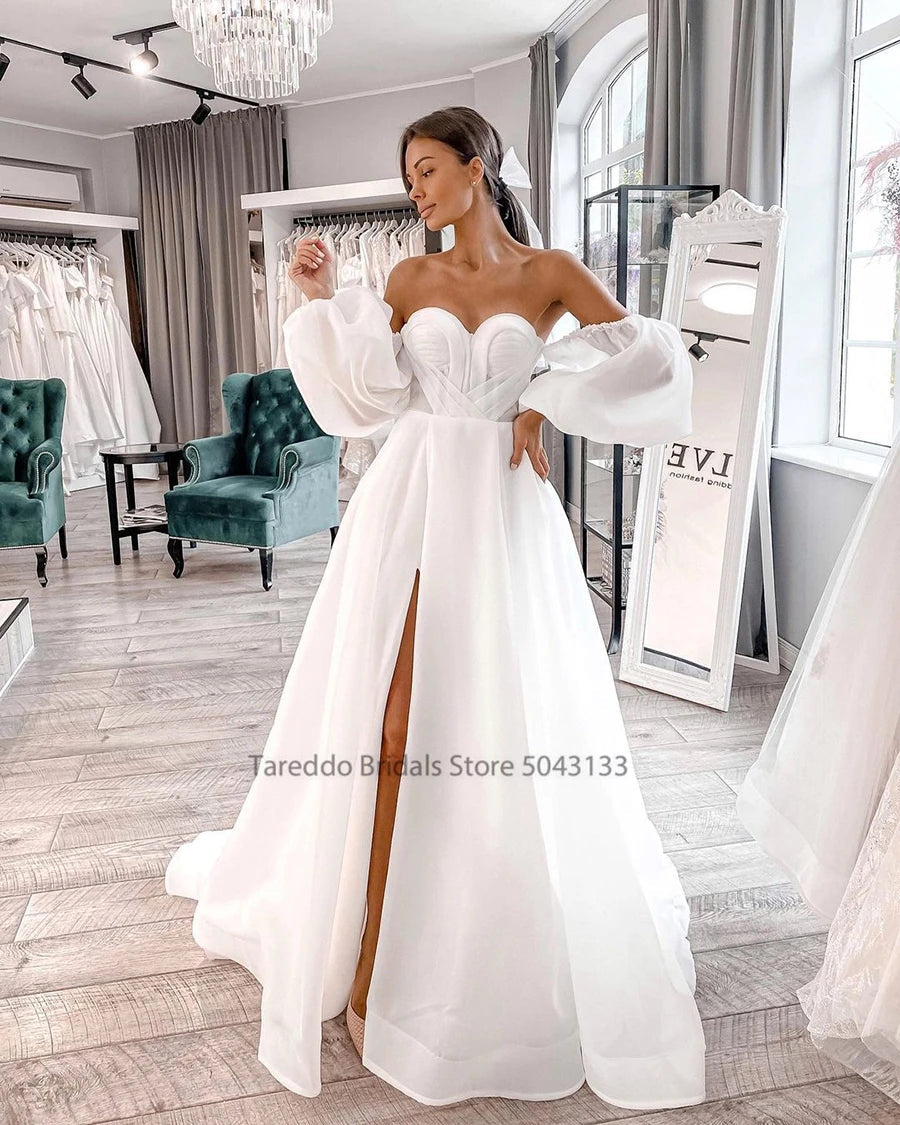 Customized Sweetheart Neck High Slit Wedding Dresses Womens Backless Off Shoulder Charming Bride Gown The Clothing Company Sydney