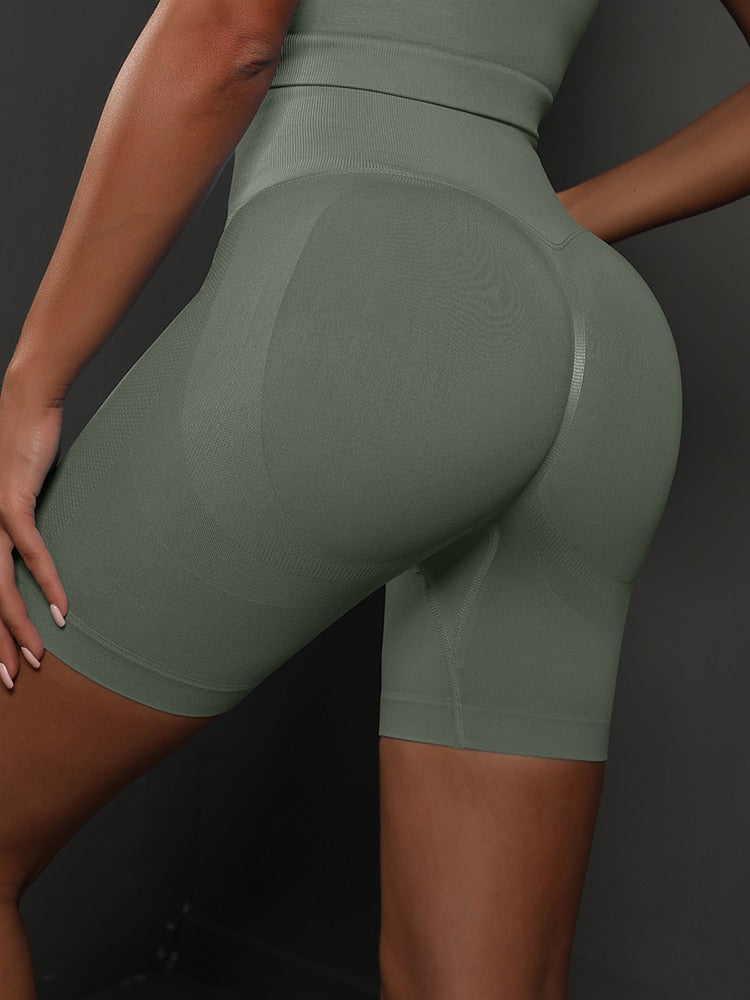 2 Piece Seamless Yoga Set Gym Sportswear Sport Top and High Waist Short Suit Fitness Workout Butt Lifting Short Tight Suit The Clothing Company Sydney