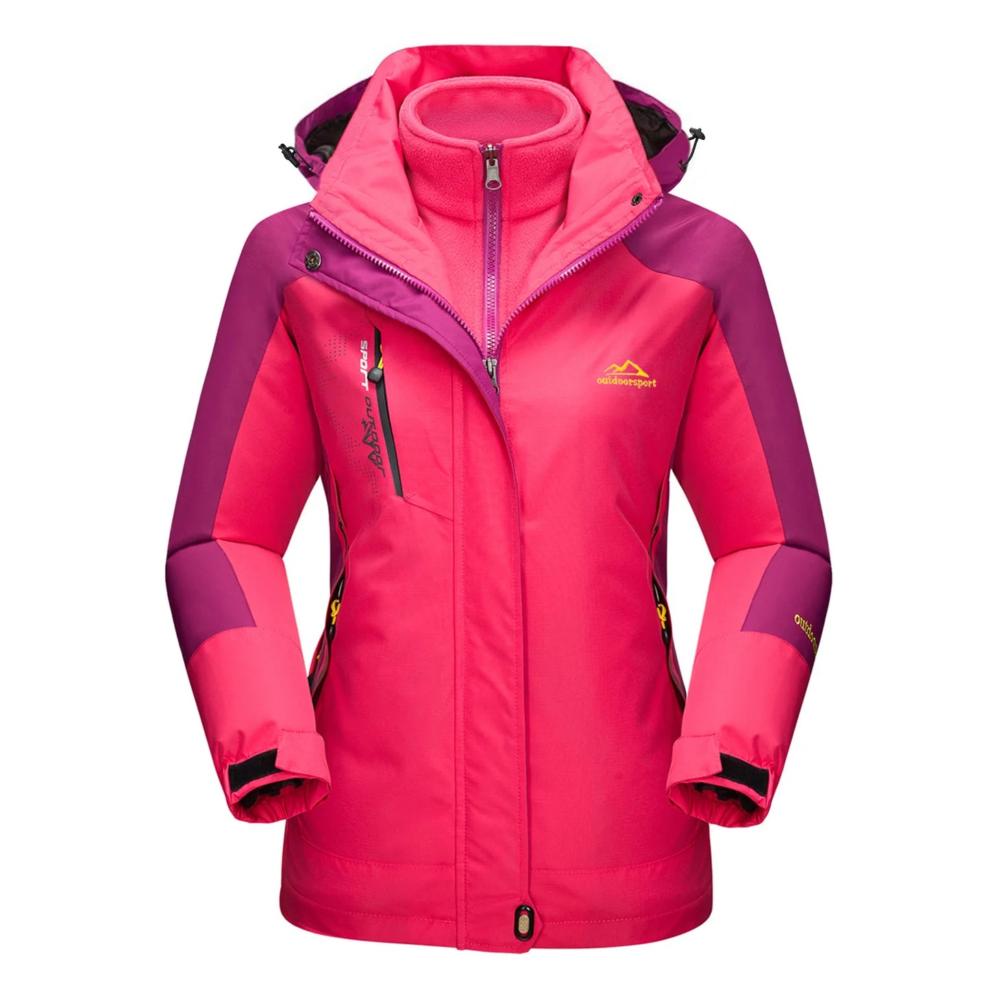 3 in 1 Fleece Lining Jackets Women's Winter Ski Snowboard Jacket Hooded Coats Windproof Water Resistance Hiking Parka - The Clothing Company Sydney