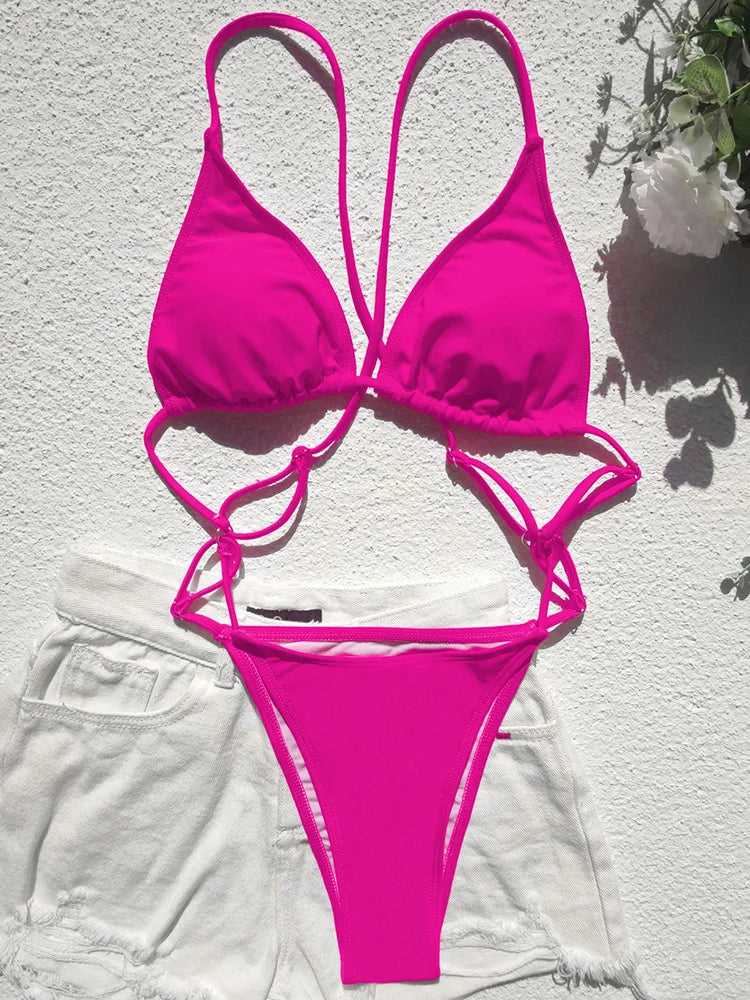 Extreme Mini Micro String Women Swimwear One Piece Swimsuit Female Cross Backless Monokini High Cut Bathing Suit The Clothing Company Sydney