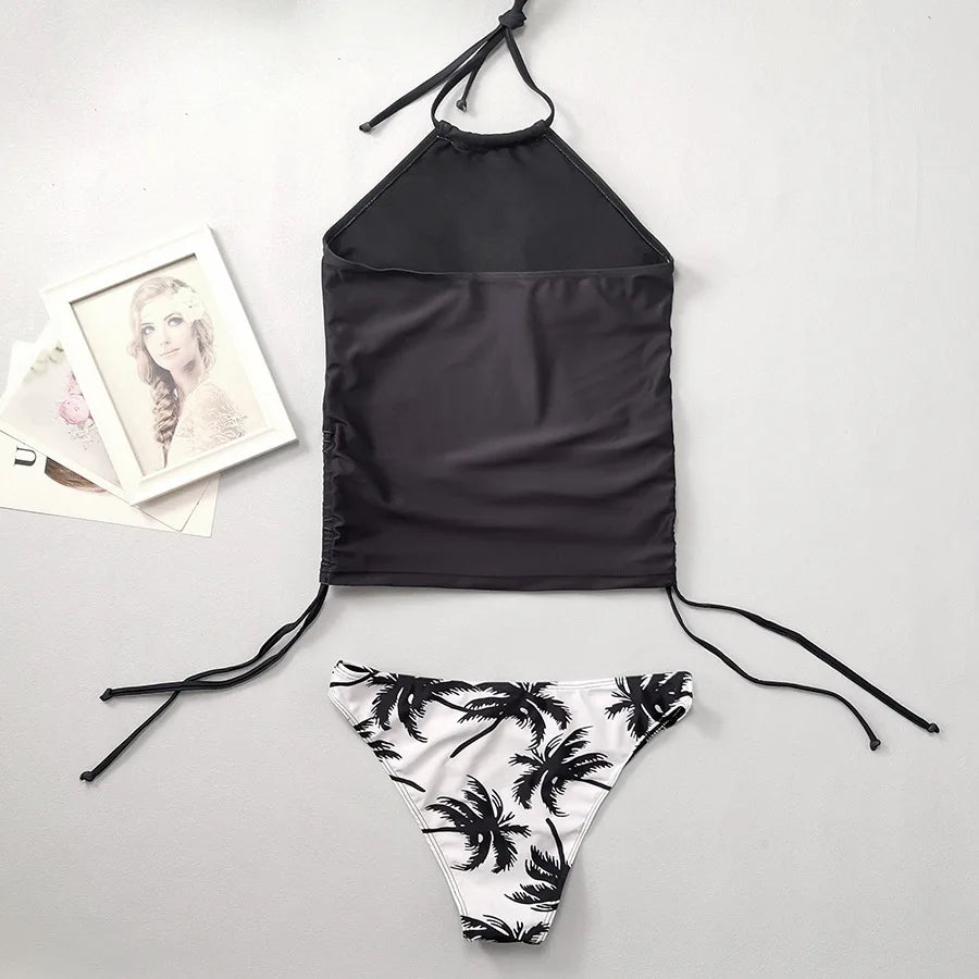2 Piece Print Tankini Set Tied Halter Swimsuit Women Swimwear Summer Backless Beach Bathing Suit Bikii The Clothing Company Sydney