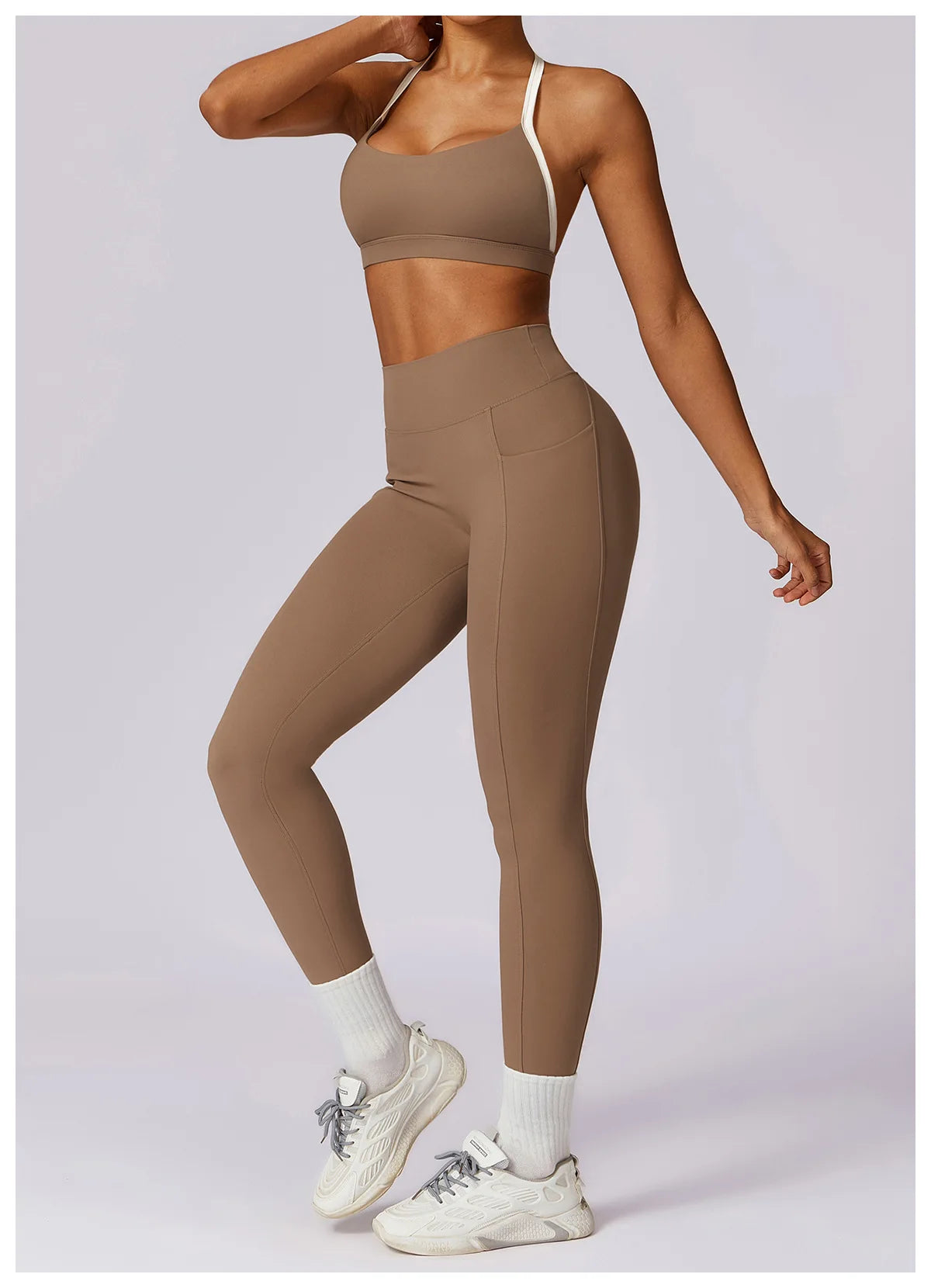 2 Piece Womens Tracksuit Yoga Set Workout Sportswear Gym Clothing Fitness Long Sleeve Crop Top High Waist Leggings Sports Suits - The Clothing Company Sydney