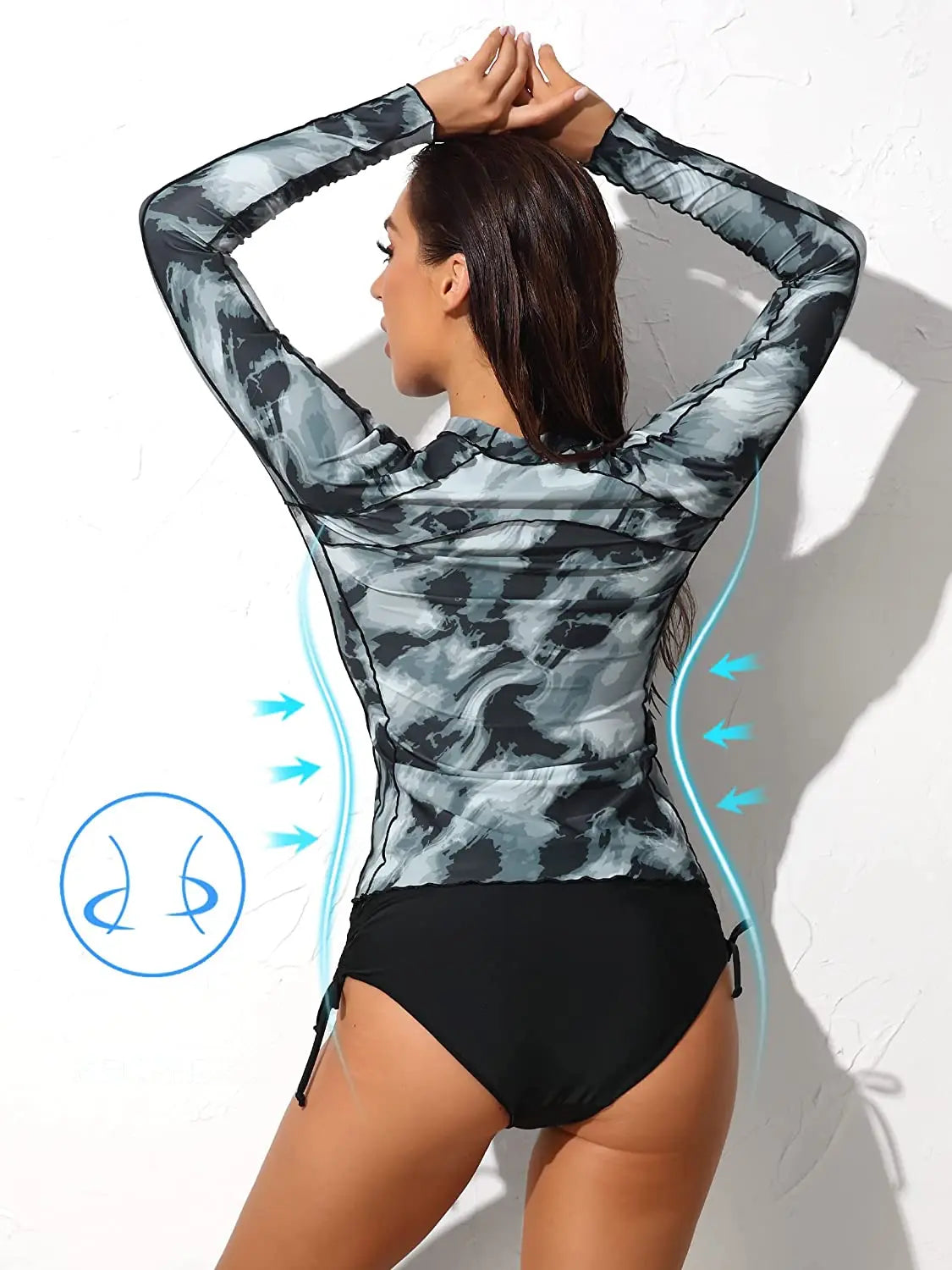 Women's Long Sleeve Rash Guard Shirts Swimwear Rash Guard Top Surf Top Tie Dye Printing Close-fitting Shirt UPF 50+ Top The Clothing Company Sydney
