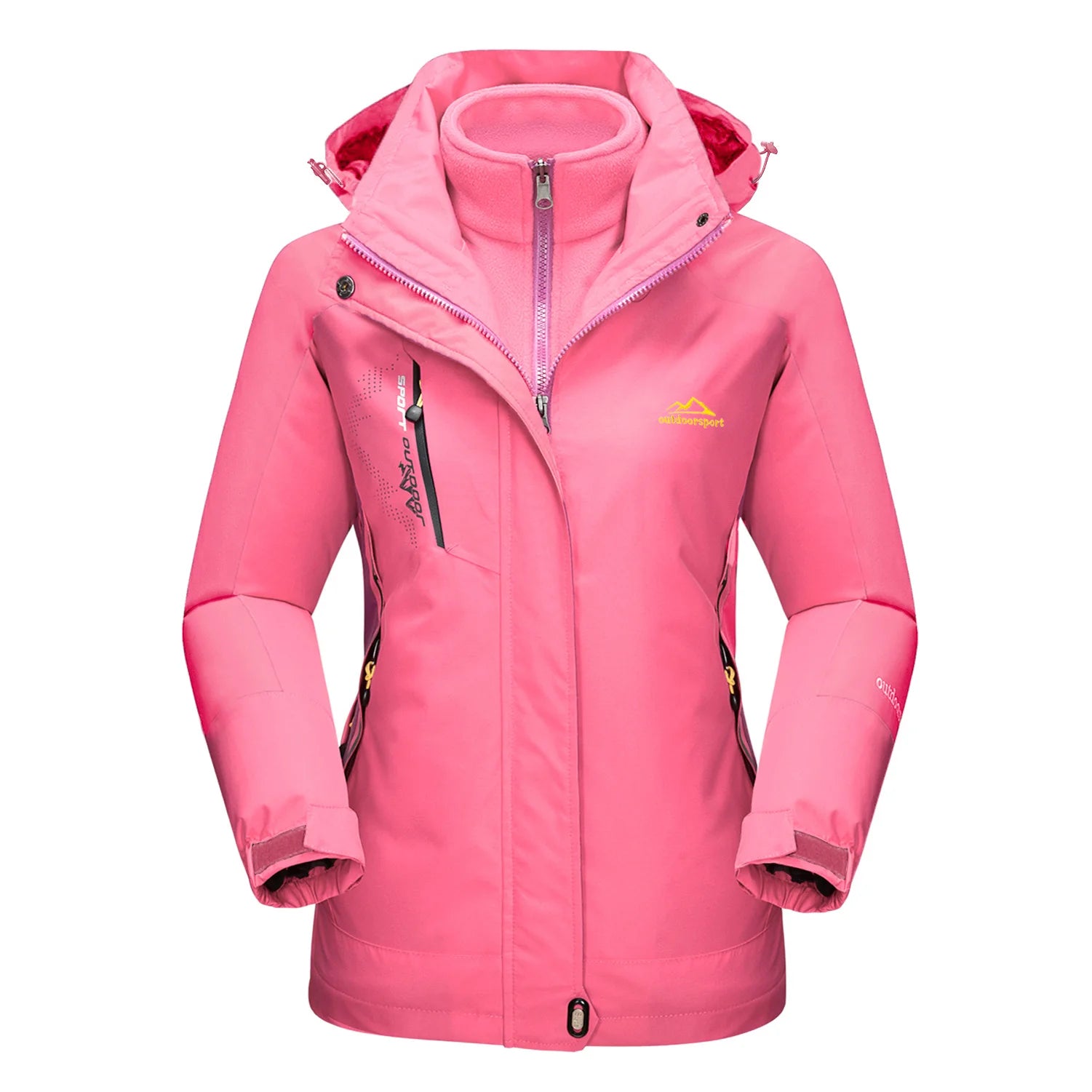 3 in 1 Fleece Lining Jackets Women's Winter Ski Snowboard Jacket Hooded Coats Windproof Water Resistance Hiking Parka - The Clothing Company Sydney