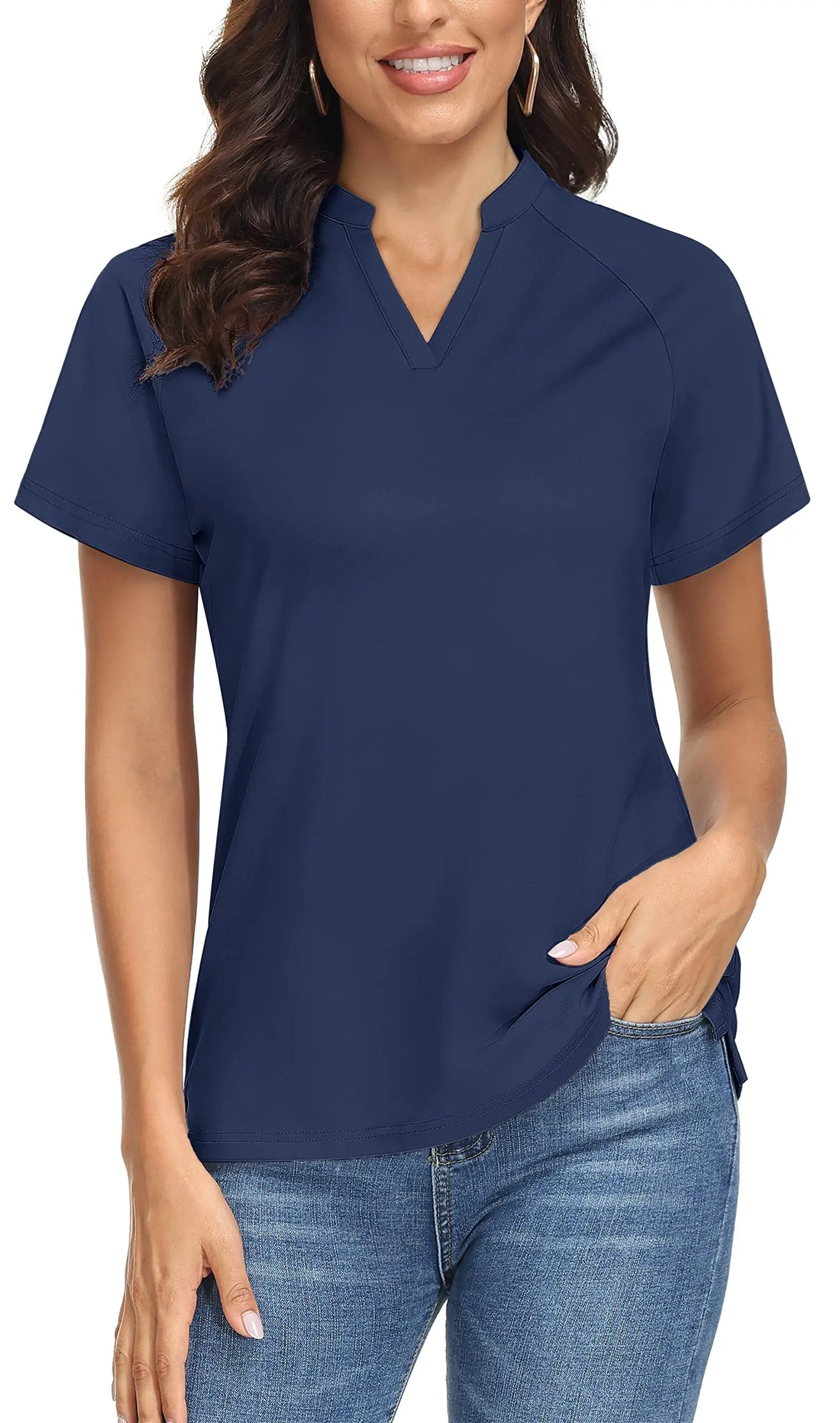 UPF 50+ V-neck Short Sleeve Golf Polo Shirts Women's Quick Dry Sun/UV Protection T-shirts Outdoor Sports Pullover Tops The Clothing Company Sydney