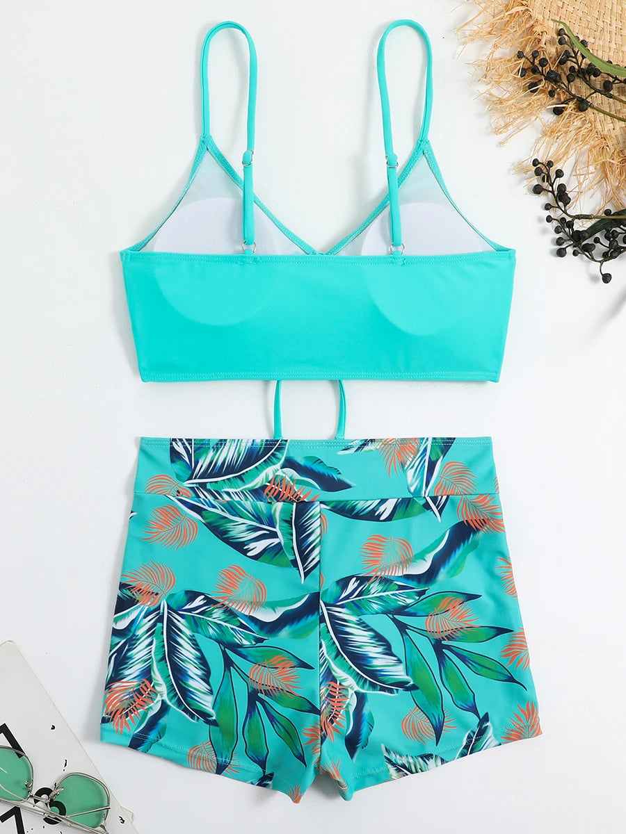 2 Piece Drawstring Front Shorts Bikinis High Waist Swimsuit Women Swimwear Bathers Bathing Swimming Swim Suit Beachwear - The Clothing Company Sydney