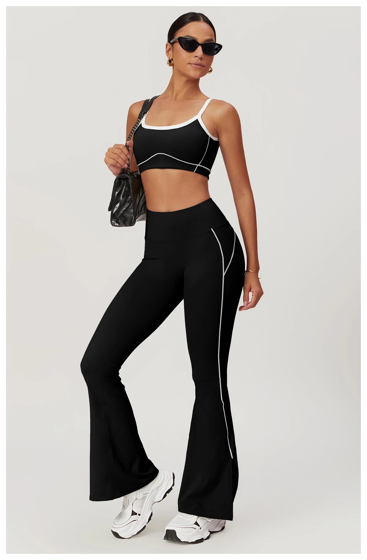 2 Piece Yoga Set Women Sport Bra Gym Workout Legging High Waist Wide Flare Pant Fitness Sports Shorts Active Wear Suit The Clothing Company Sydney