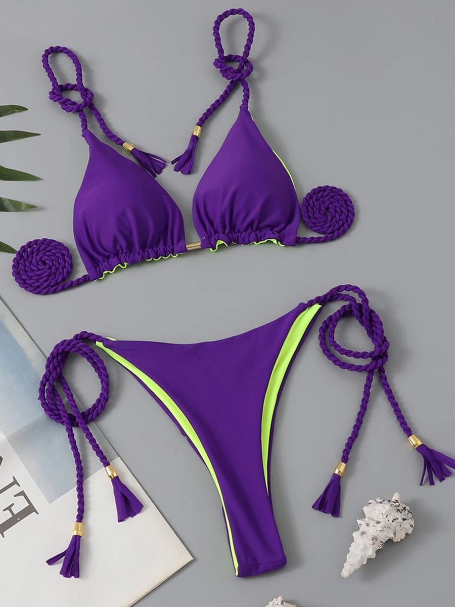 2 Piece Triangle String Bikini Swimsuit Tie Side Thong Swimwear Female Bathing Swimming Suit Summer Beachwear The Clothing Company Sydney