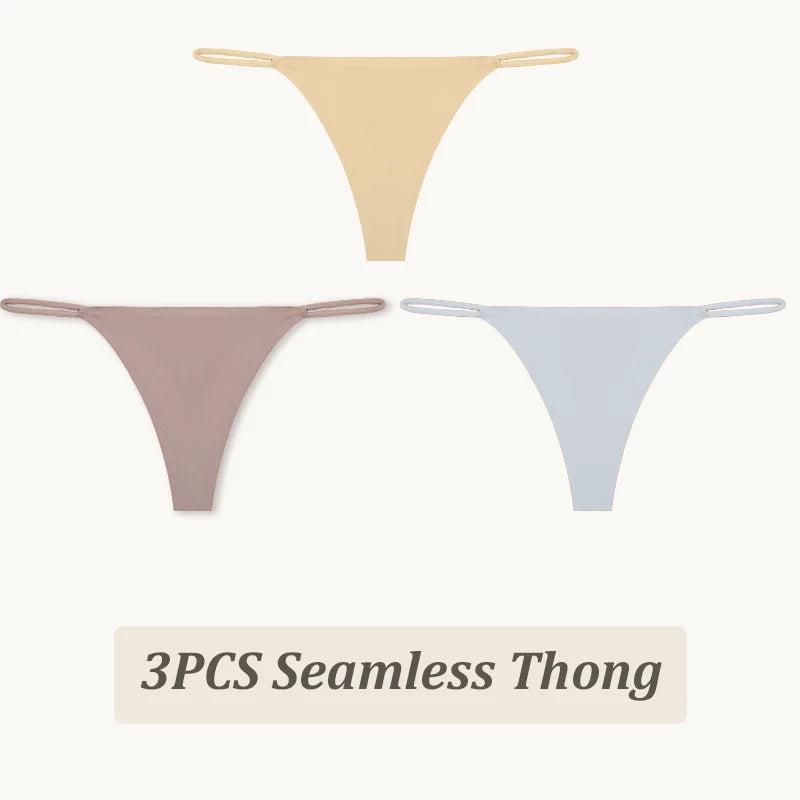 3 Pack Seamless Thong Women Thin Strap Low Waist High Flexibility Panties Briefs T-back Comfortable Underwear The Clothing Company Sydney