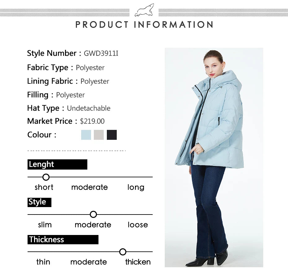Women's Winter Jacket Warm Thicken Short Outwear Windproof Coat Long Sleeve Zipper Parka with Hood The Clothing Company Sydney