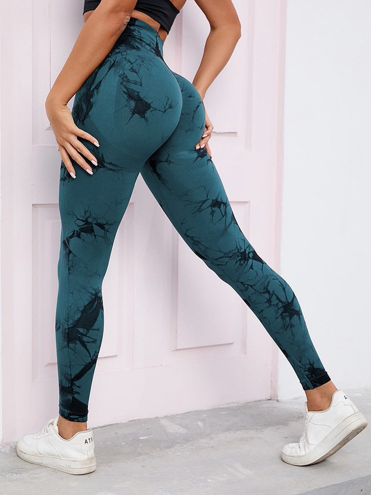 Marbling Tie-Dye Yoga Pants Sports Leggings Exercise Running Fitness High Waist Seamless Gym Leggings Women's Workout Tights The Clothing Company Sydney
