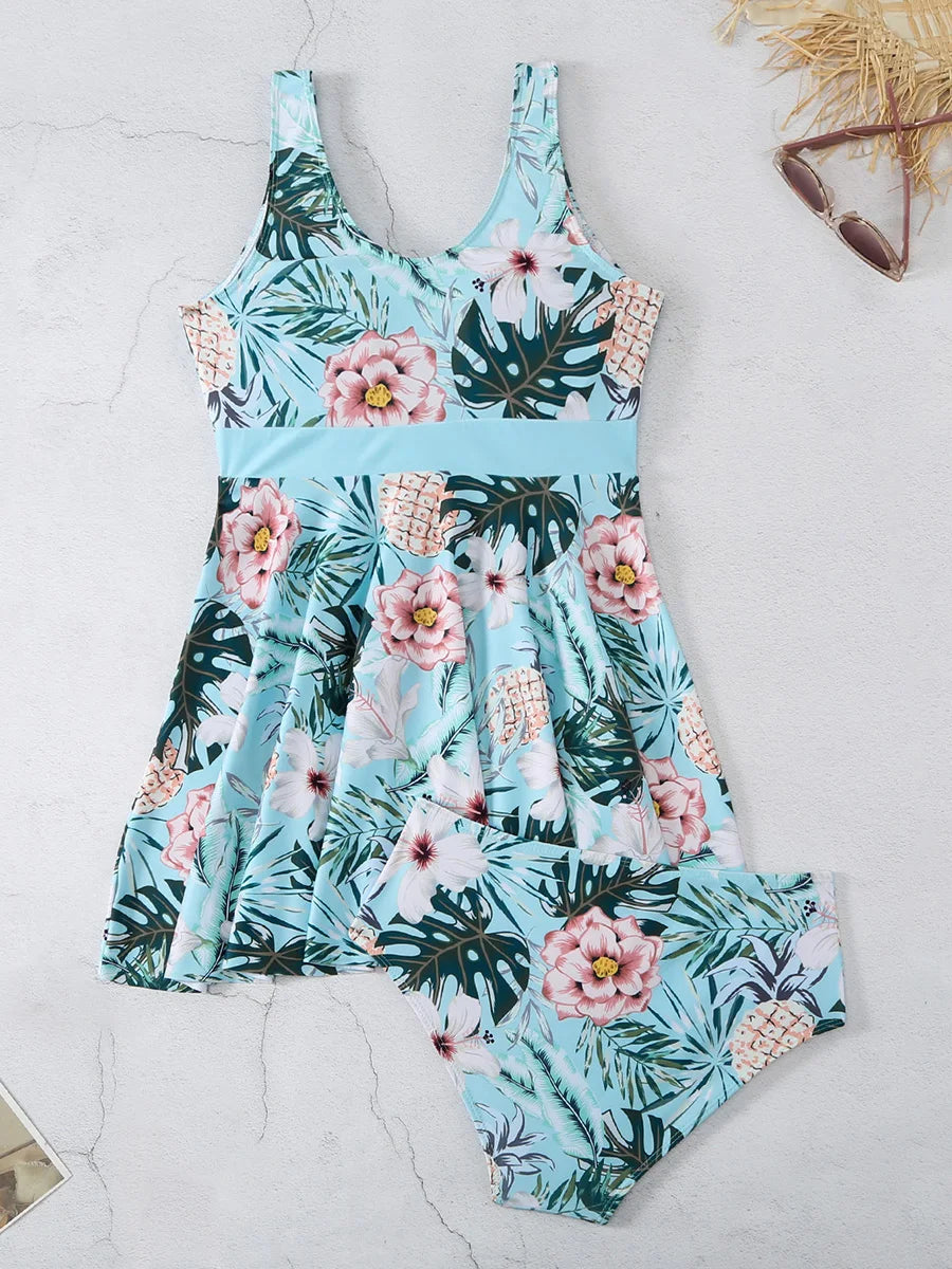 Floral Tankini Set 2 Piece Women Swimsuit High Waist Swimwear Bathers Bathing Swimming Suit Summer Beachwear - The Clothing Company Sydney