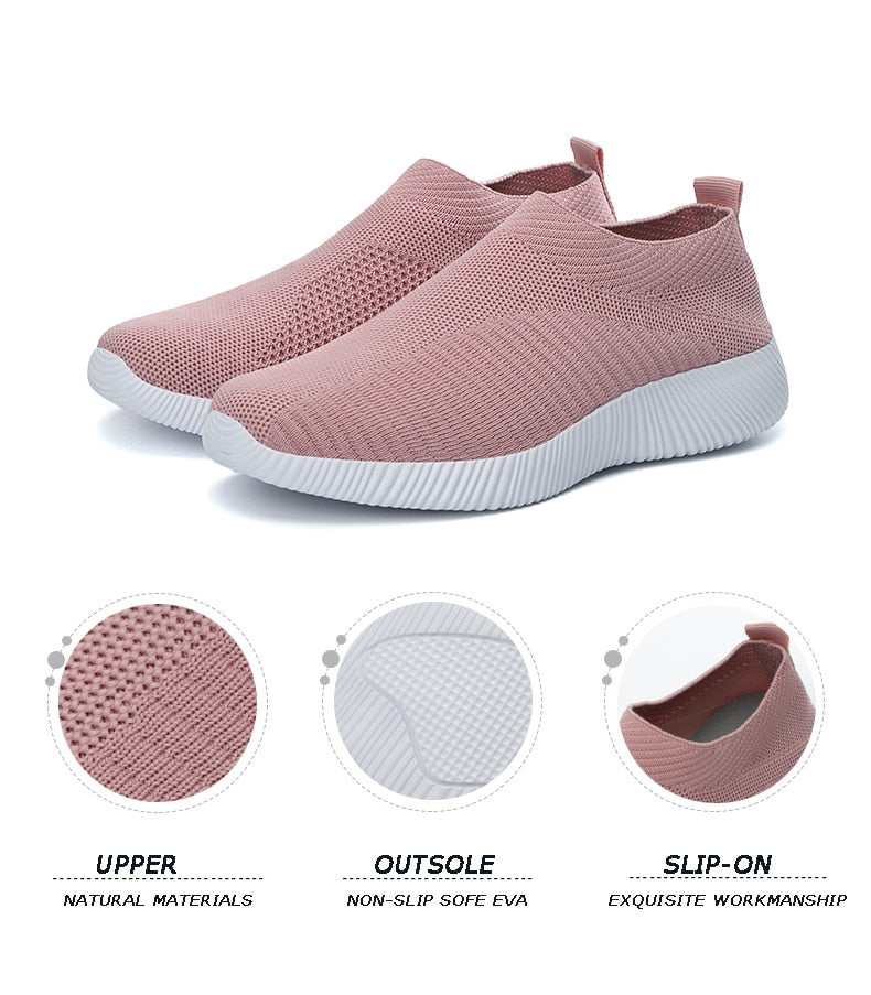 Women's Vulcanized Shoes Slip On Flats Shoes Female Loafers Walking Breathable Sneakers Trainers Ladies Shoes The Clothing Company Sydney