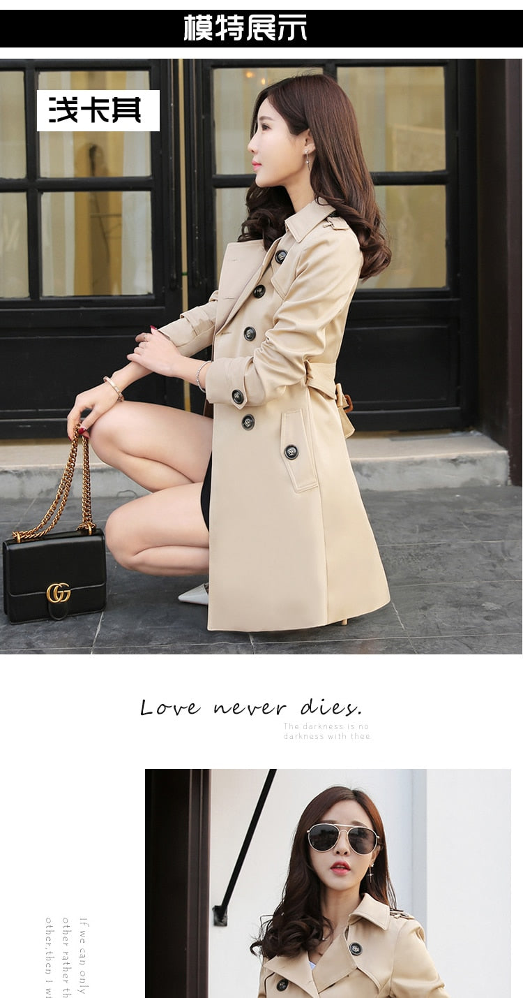 Spring And Autumn Women's Mid-Length Trench Coat Tie-In Jackets Coats The Clothing Company Sydney