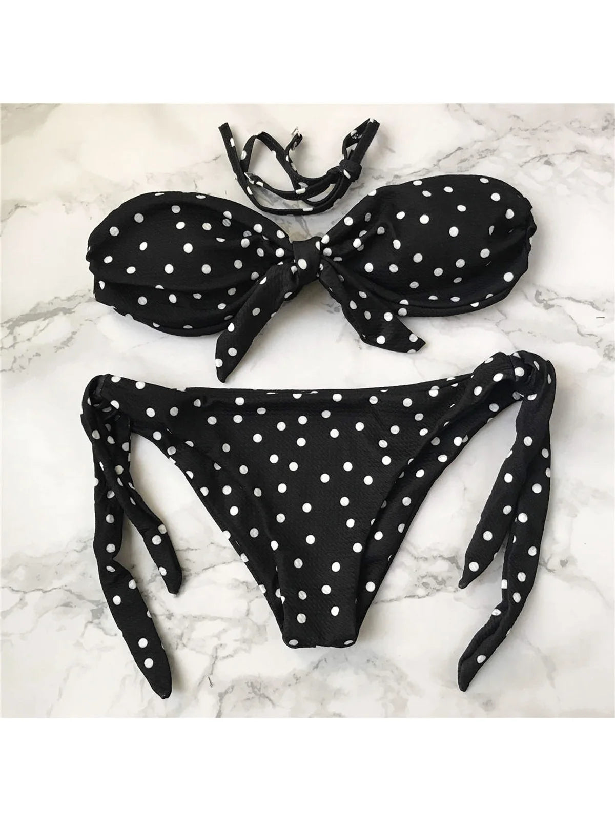 Polka Dot Knotted Bandeau Brazilian Bikini Women Swimwear Female Swimsuit Two-pieces Bikini set Bather Bathing Suit The Clothing Company Sydney
