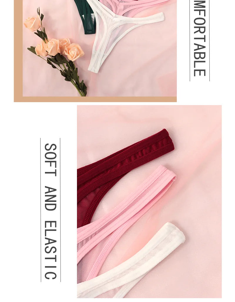Seamless Thongs For Women Tiny Thong Lingerie Woman Translucent Mesh Strings Soft T-back Underwear T panties The Clothing Company Sydney