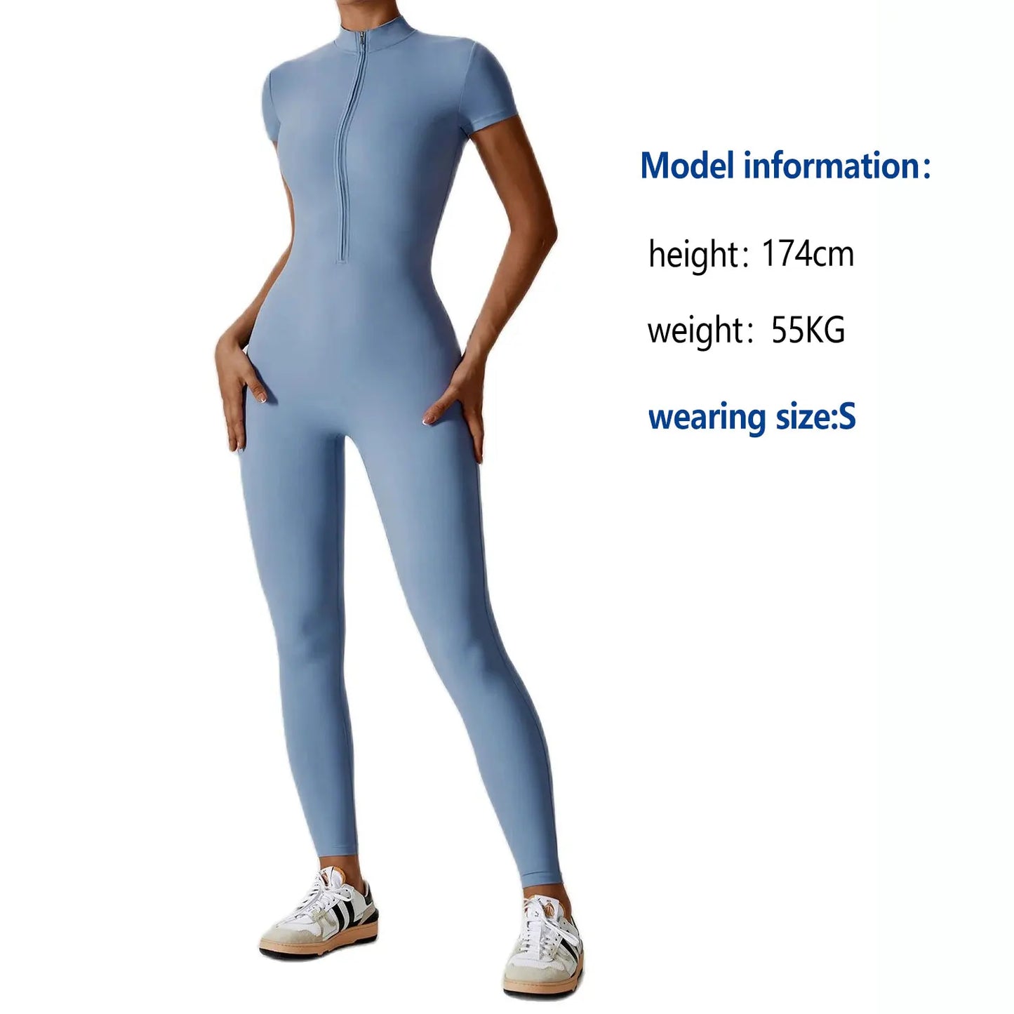 Yoga Jumpsuit Women Zipper Short Sleeve one piece Gym suit Fitness Set Workout Romper Elastic Sportswear - The Clothing Company Sydney