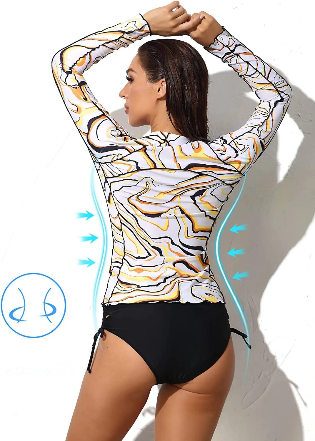 Women's Long Sleeve Rash Guard Shirts Swimwear Rash Guard Top Surf Top Tie Dye Printing Close-fitting Shirt UPF 50+ Top - The Clothing Company Sydney