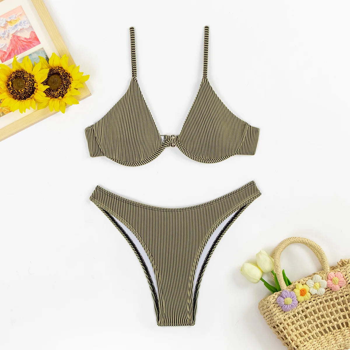 2 Piece Push Up Bikini Set Black Women Swimsuit Swimwear Thong Bathing Suit Beachwear - The Clothing Company Sydney