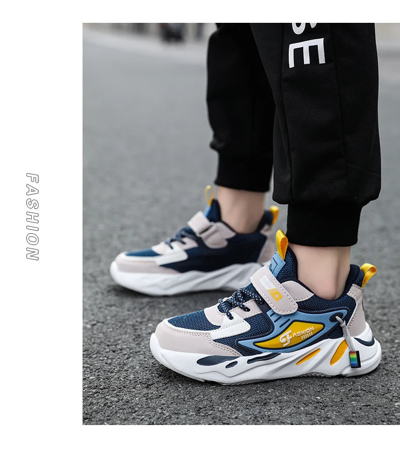 Boys’ Breathable Mesh Sneakers – Non-Slip Lightweight Kids Sports Shoes with Hook & Loop Closure (Ages 7–13) The Clothing Company Sydney