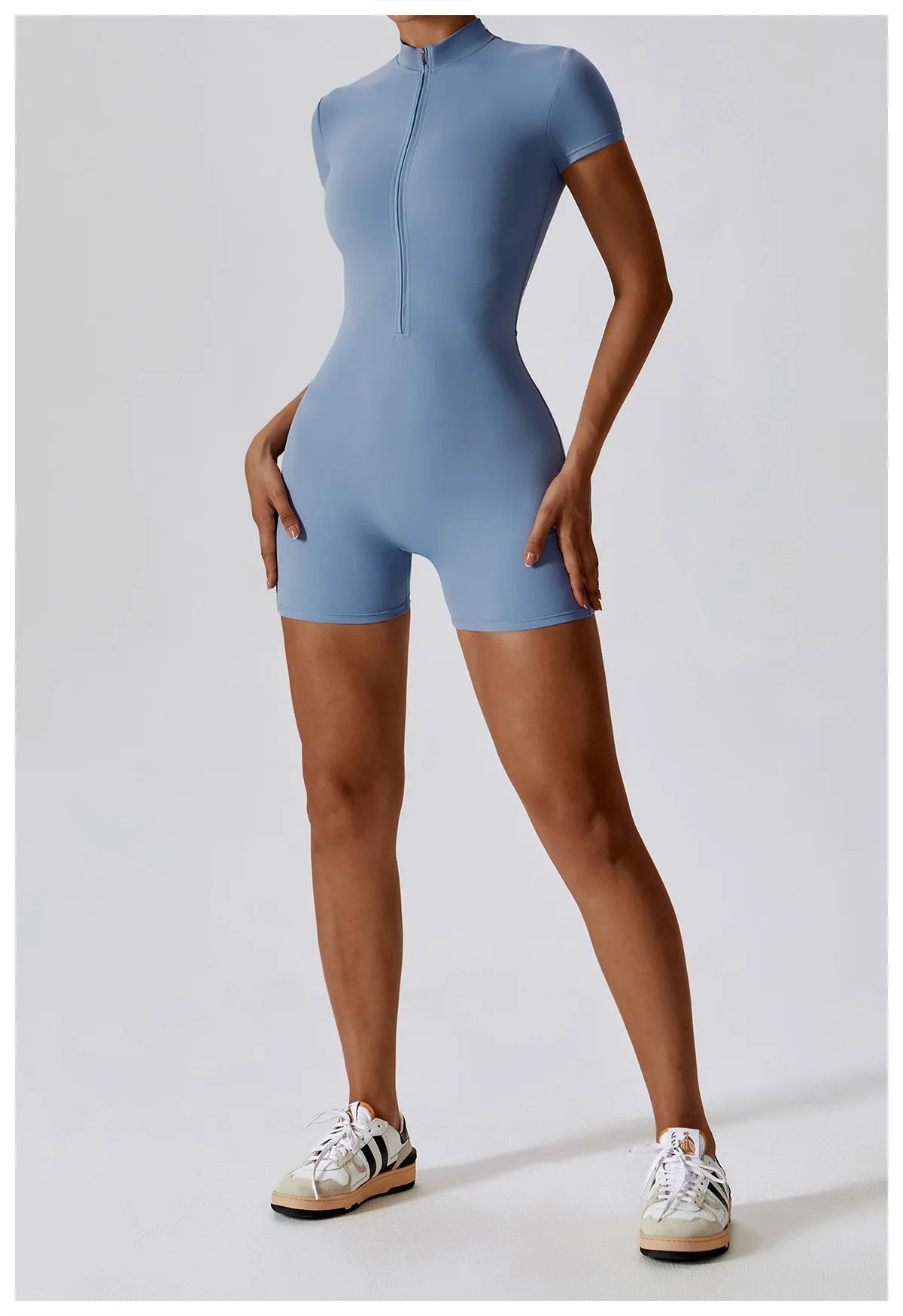 One Piece Jumpsuit Summer Short Sleeve Zipper Sports Wear Gym Fitness Bodysuits Women Dance Running Workout Clothes Yoga Suit The Clothing Company Sydney