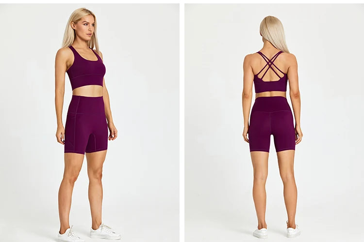 Yoga Shorts Set Women Fitness Suit 2 Piece Sports Gym Wear Workout Clothes Running Sportswear Sport Outfit The Clothing Company Sydney