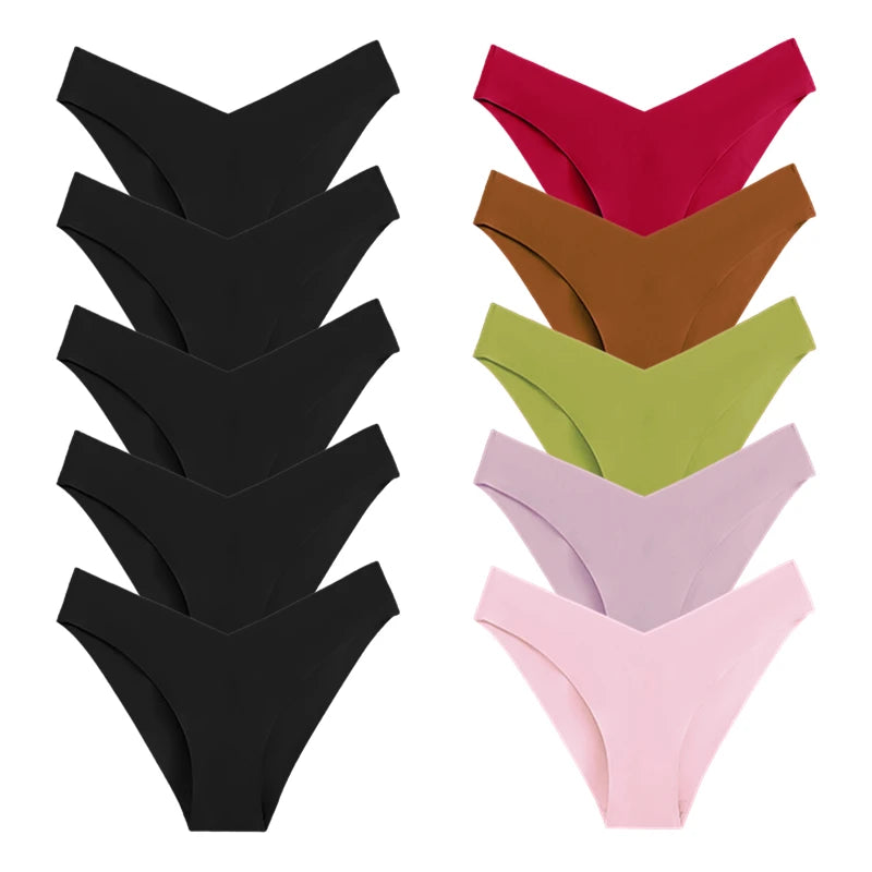 10 Pack Women's Seamless Panties V-Type Drop Waist Female Underwear Ice Silk Underpants Briefs The Clothing Company Sydney