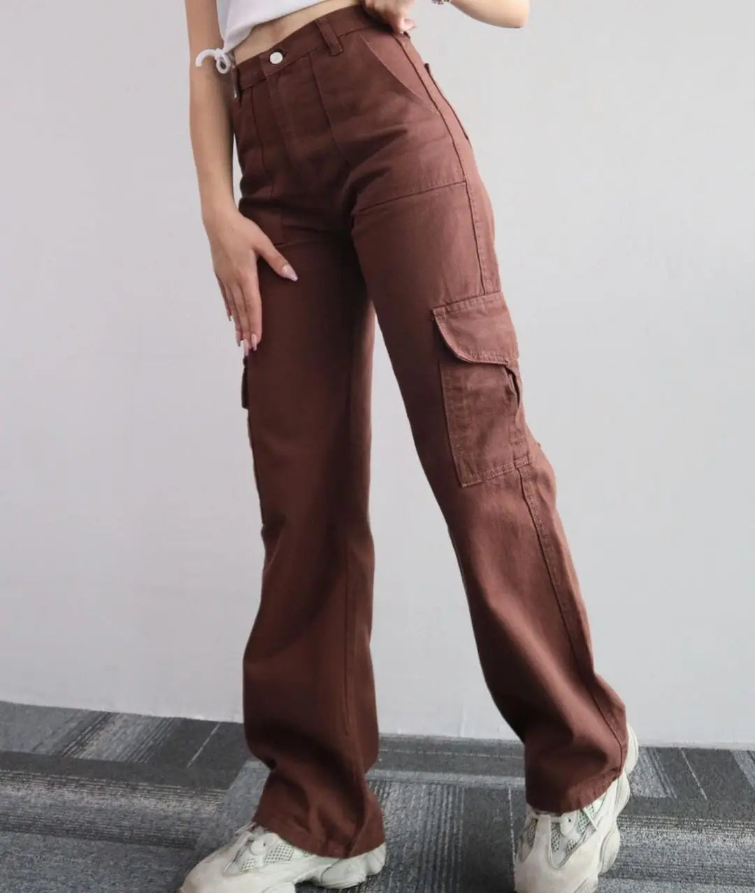 Y2K Women Vintage Cargo Pants Streetwear Parachute Pants Beige Sweatpants Wide Leg Joggers Trousers The Clothing Company Sydney