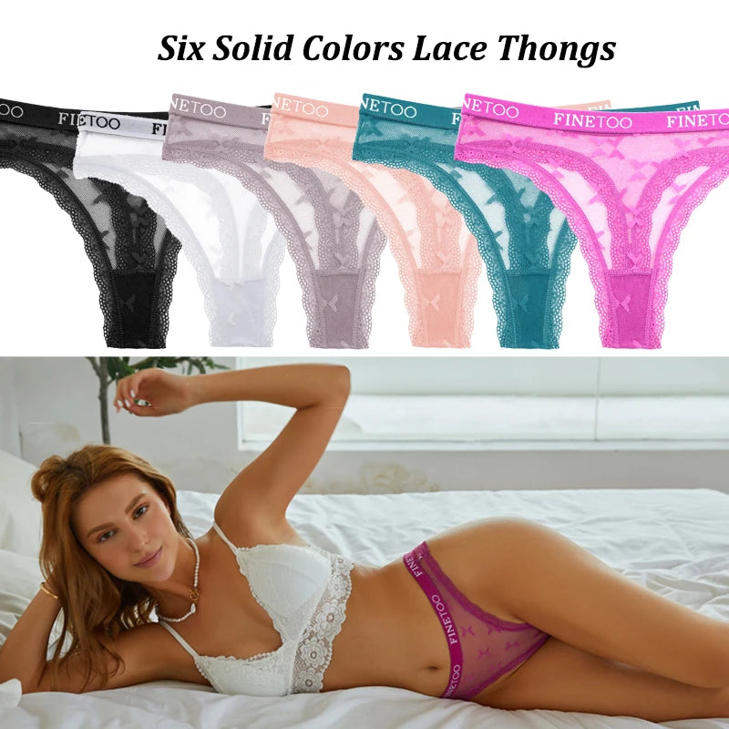 4 Pack Womens Lace Panties Low Rise Thongs Female G-String Underwear High Elastic Waist Soft Intimates Lingerie - The Clothing Company Sydney