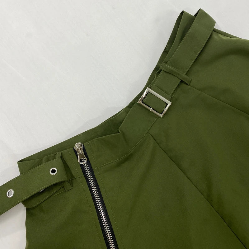 2 Piece Women's Solid Round Neck Sleeveless High Waist Vest Slim Top Loose With Pockets Zipper Long Skirt Matching Outfit Sets - The Clothing Company Sydney