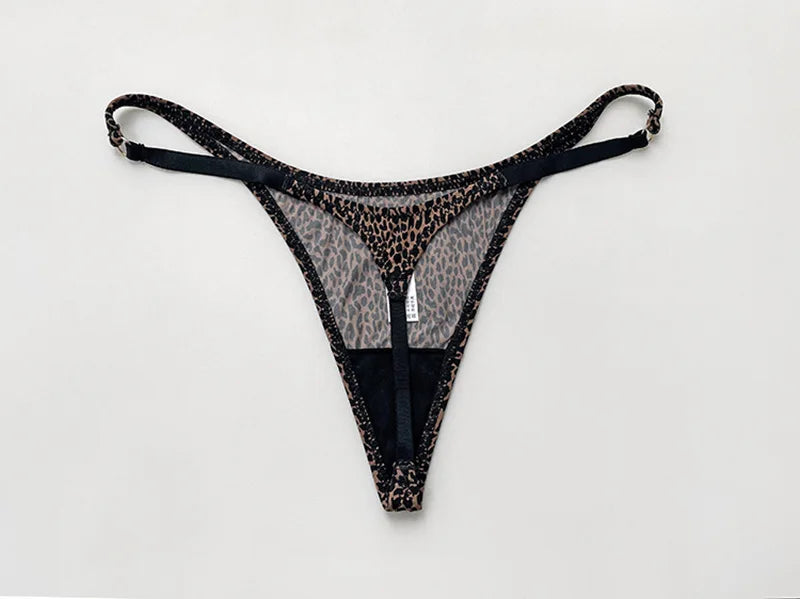 5 Pack Ice Silk Low Waist G String Leopard Flower Panties Briefs Thong T-back Underwear Lingerie - The Clothing Company Sydney