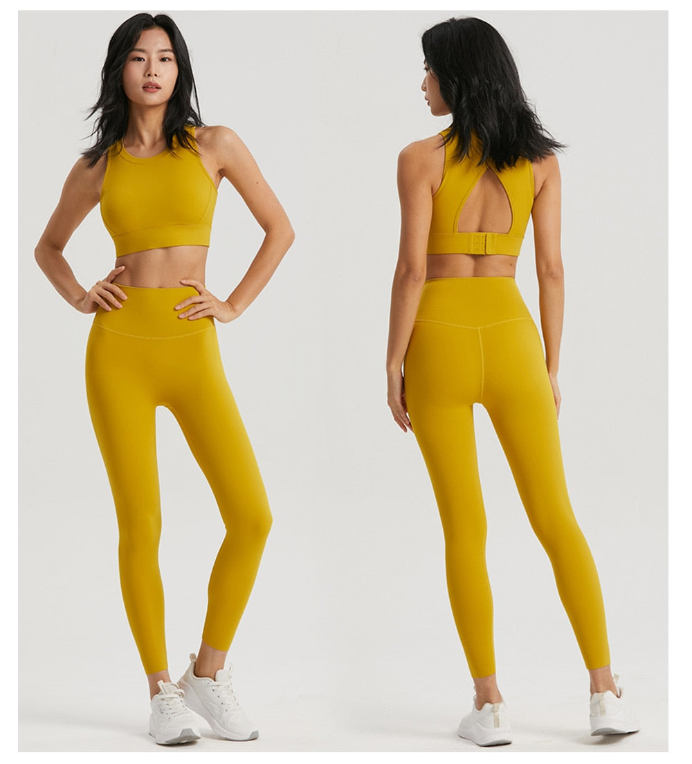 Women's Sportswear Yoga Set 2 Piece Gym Outfits Fitness Hollow Out Sports Bra and Leggings Suit Workout Clothes for Women Yoga Set The Clothing Company Sydney