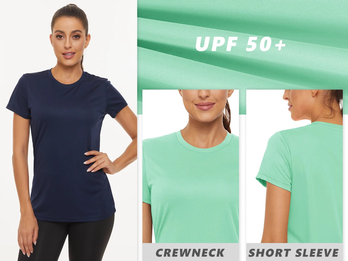 Summer Casual T-shirts UPF 50+ Quick Dry Womens Skin Sun Protection T-shirt Outdoor Running Swim Athletic T shirts Tops - The Clothing Company Sydney