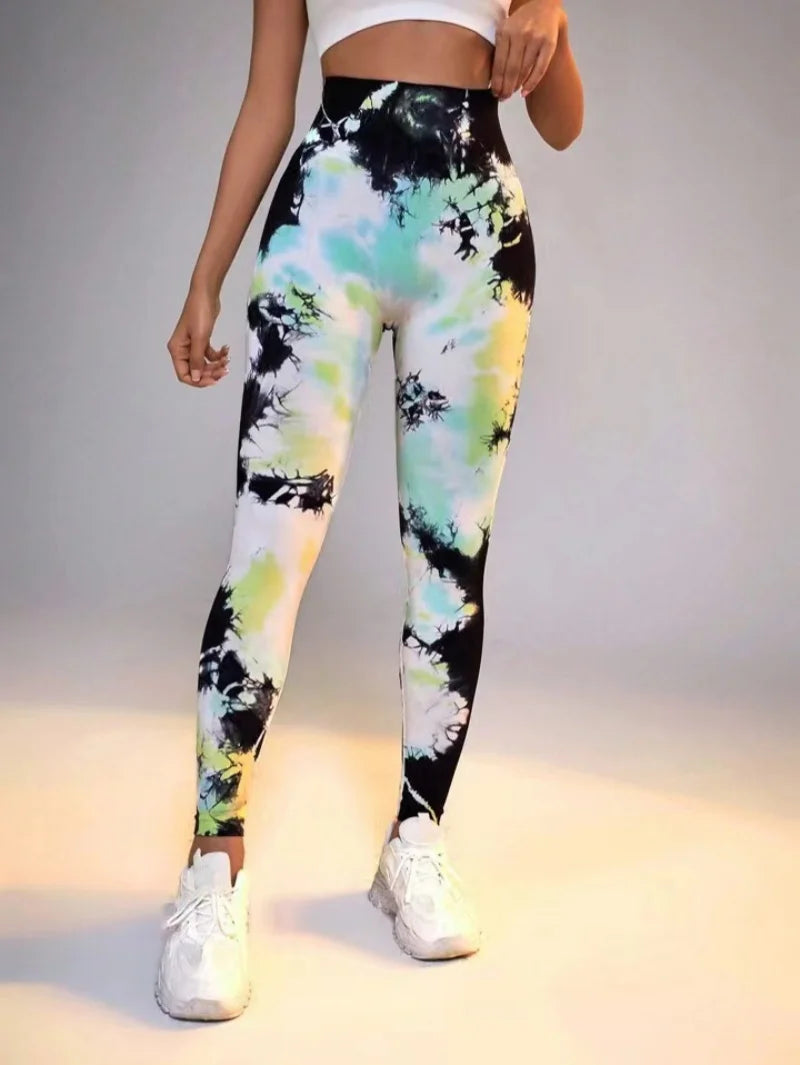 3D Print Tie Dye Sports Women Seamless High Waist Fitness Push Up Leggings Gym Clothing Workout Tights Pants - The Clothing Company Sydney