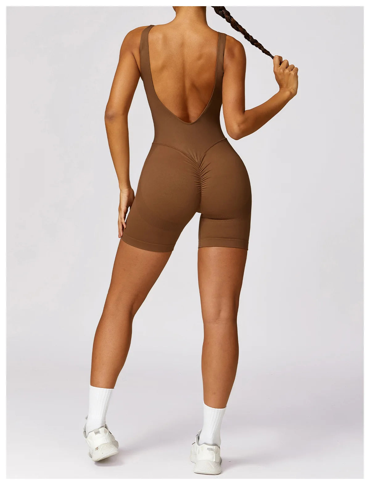 Women's Romper Yoga Hollow Backless Scrunch Seamless One Piece Outfit Fitness Overalls Playsuit Gym Sport Short Jumpsuit - The Clothing Company Sydney