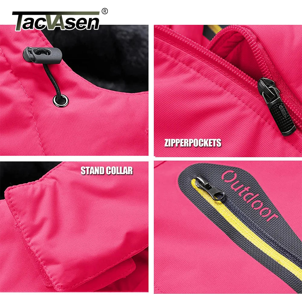 Winter Ski Jackets Womens Hiking Trekking Thicken Fleece Snow Jacket Outdoor Warm Windproof Windbreaker Outwear Parka - The Clothing Company Sydney