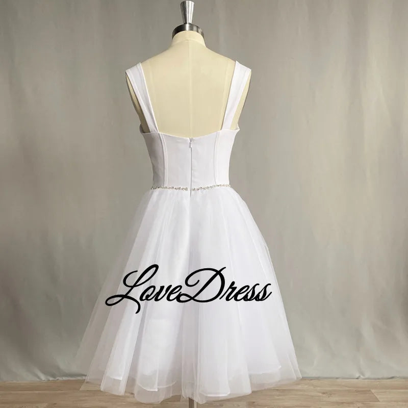 A-Line Sweetheart Short Wedding Backless Tulle Bride Gown Sleeveless Zipper Bridal Dress The Clothing Company Sydney