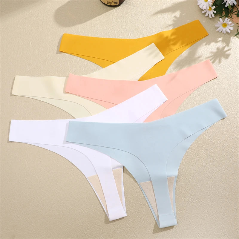 3 Pack Women Ice Silk Seamless Underpants Panties V-Waist Sport Thongs Low Rise Breathable G-string Underwear - The Clothing Company Sydney