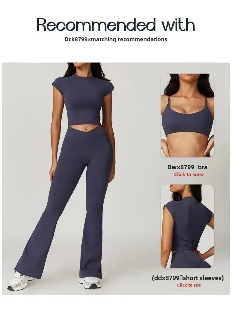Quick-Dry Yoga 2 Piece Suit Outer Wear Running Sports Short Sleeves Women's Backless Fitness Wear Green Gym Clothing The Clothing Company Sydney
