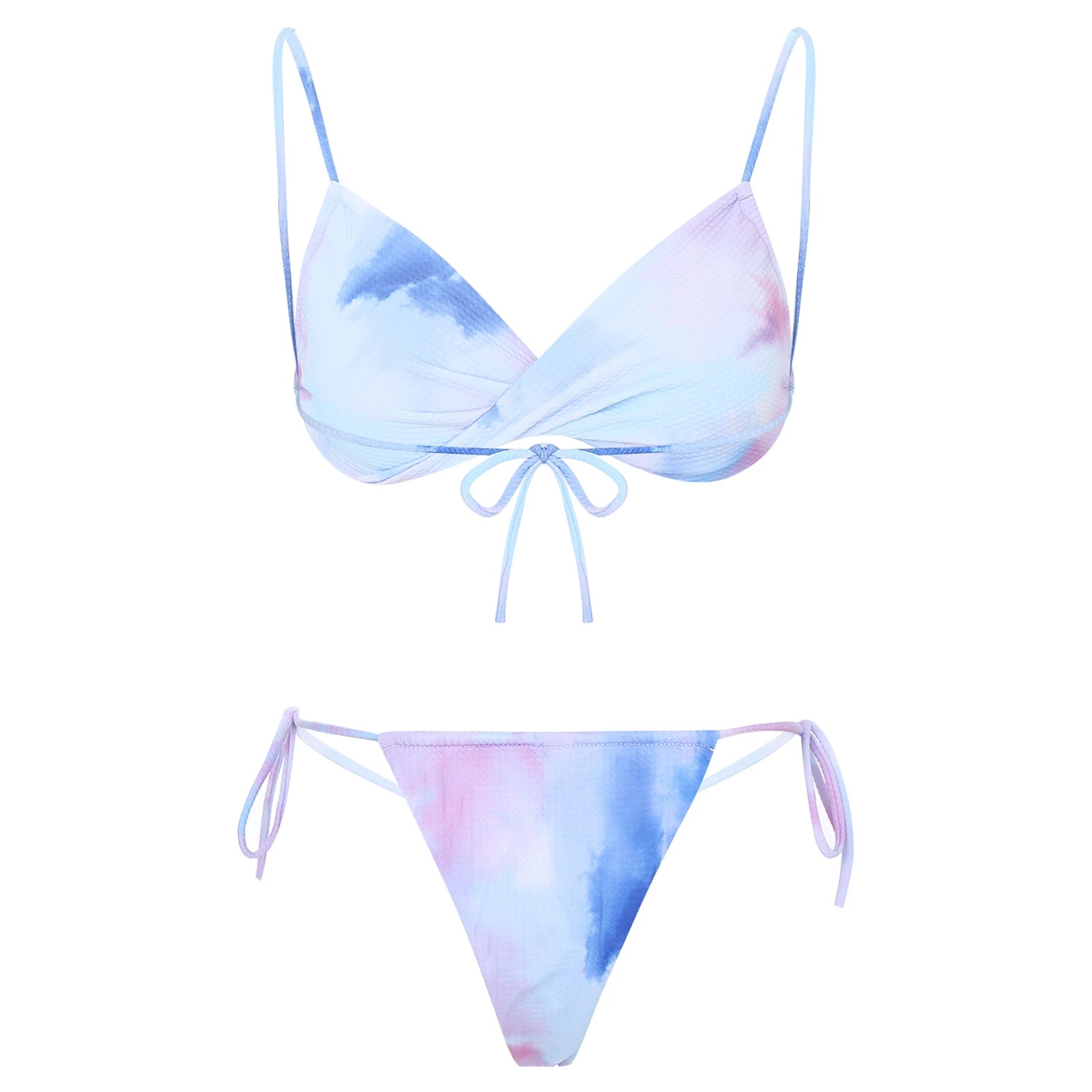 Womens Bikini Set Bathing Suit Pad Free Bra Top with High Cut Thong Briefs Side Tie Tying 2 Piece Swimwear Pool Beach Wear - The Clothing Company Sydney