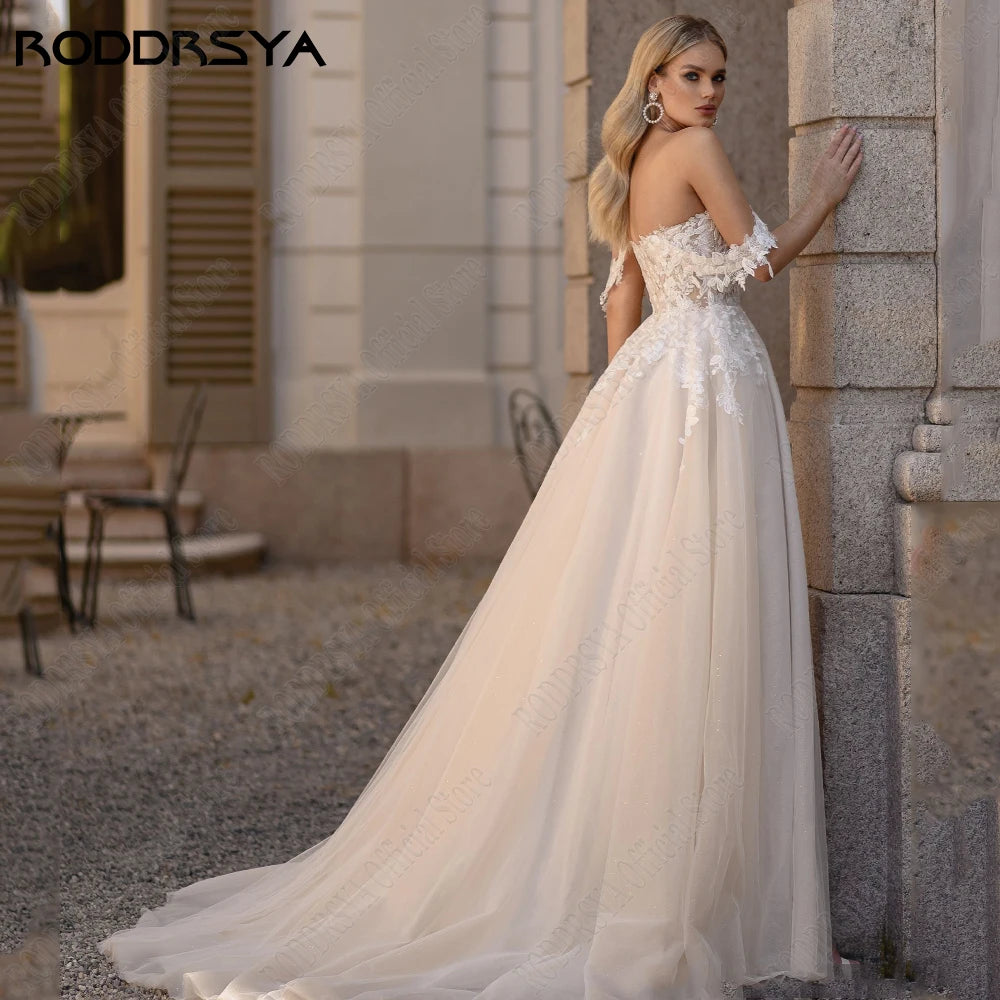 Off Shoulder Sweetheart Bridal Gown Side Split A-Line Corset Customized Wedding Dress The Clothing Company Sydney