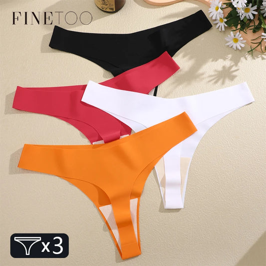 3 Pack Women Ice Silk Seamless Underpants Panties V-Waist Sport Thongs Low Rise Breathable G-string Underwear - The Clothing Company Sydney