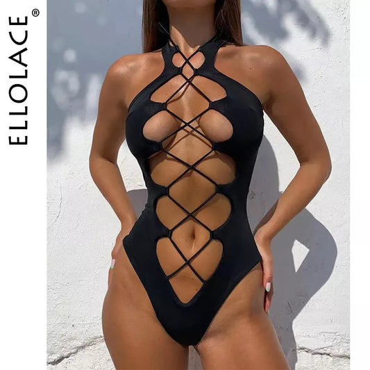 One Piece Bandage Swimsuit Sexy Hollow Out Swimwear Extreme Microbikini One Piece Bodysuit Whole Halter Bathing Suit The Clothing Company Sydney